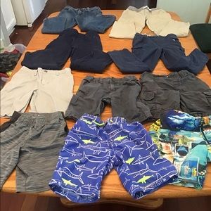 Boys size 7 and 8 pants, shorts ,and swim suit